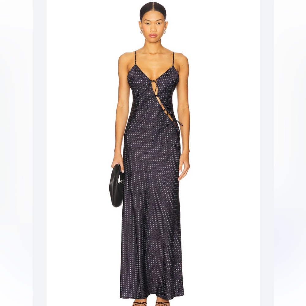 Lioness Black Polka Dot Slip Dress
